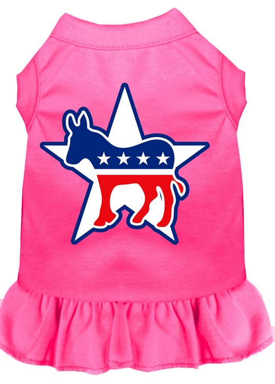 Democrat Screen Print Dress Bright Pink Sm